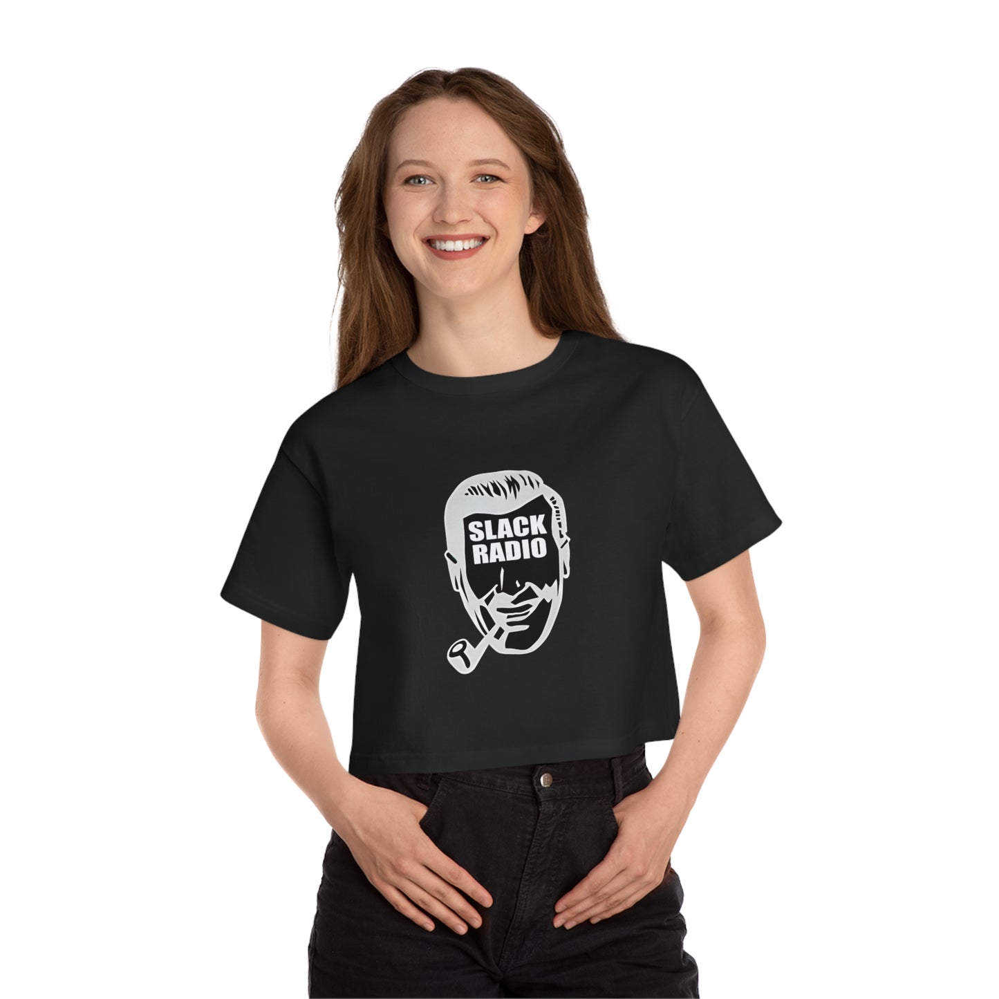 Black Slack Radio Dobbs Head Women's Cropped T-Shirt