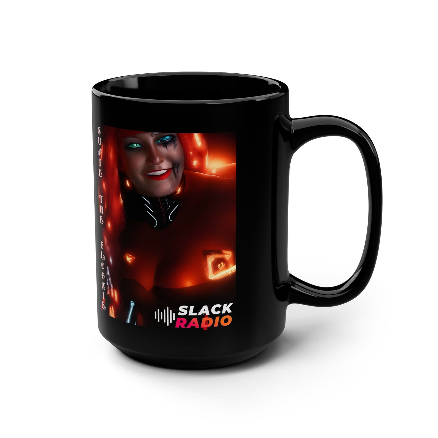 Susie The Floozie / Slack Radio Black Mug, 15oz