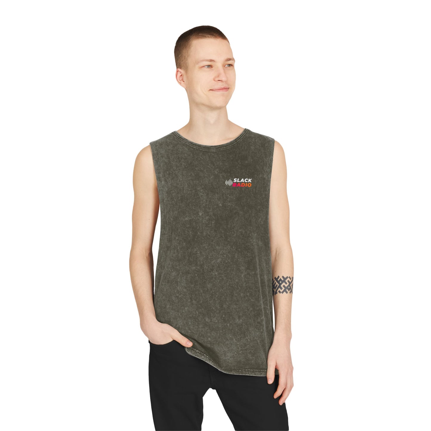 Slack Radio Logo Unisex Stonewash Tank Top