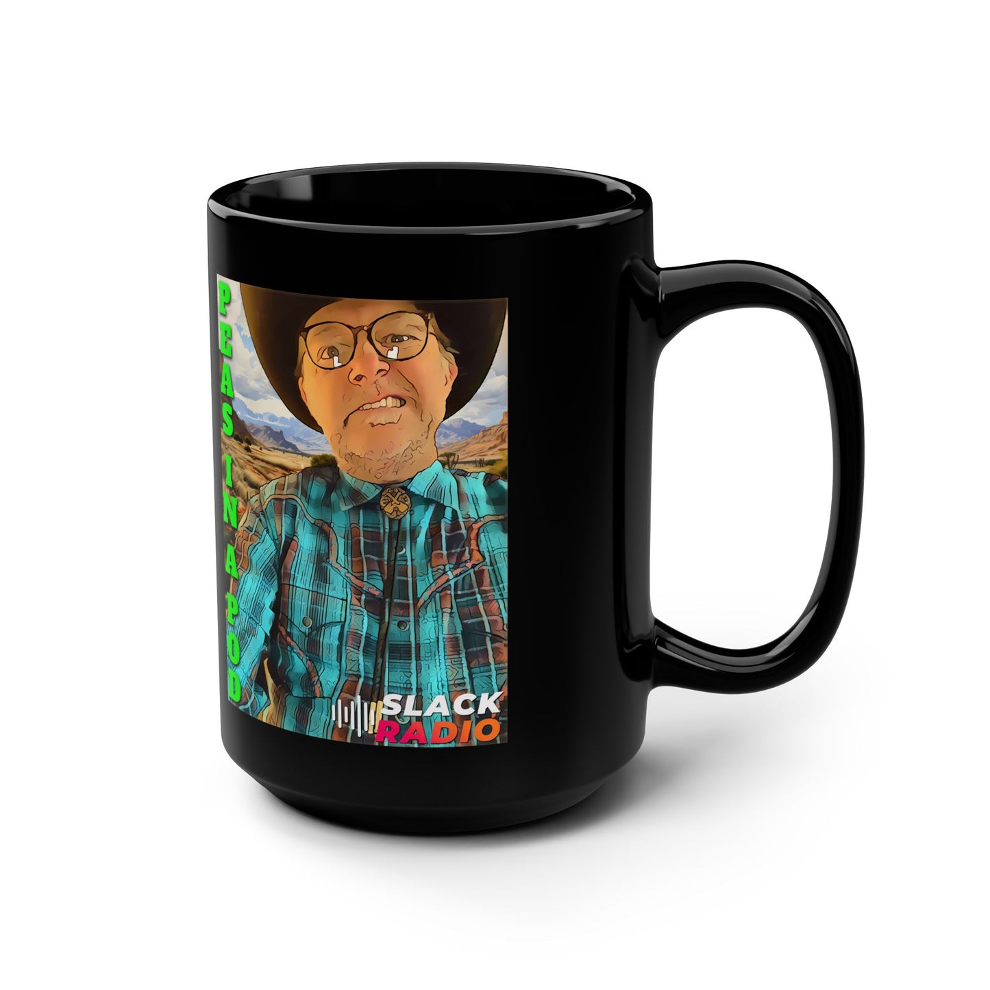 Peas in a Pod / Slack Radio Black Mug, 15oz