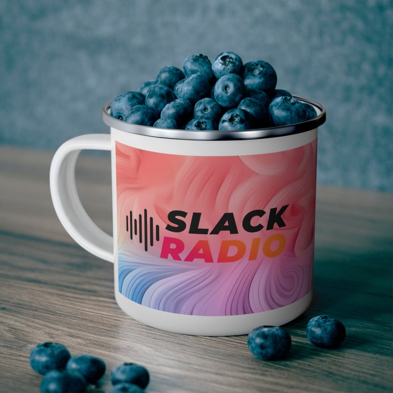 Slack Radio Rainbow Swirl Enamel Camping Mug