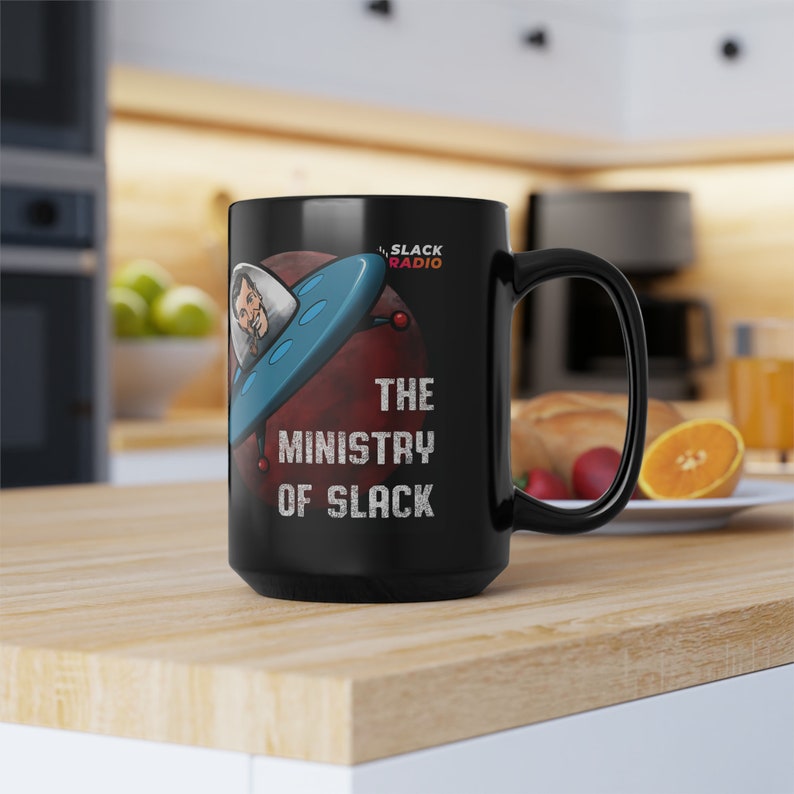 The Ministry of Slack / Slack Radio Black Mug, 15oz