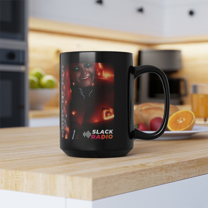 Susie The Floozie 1 / Slack Radio Black Mug, 15oz