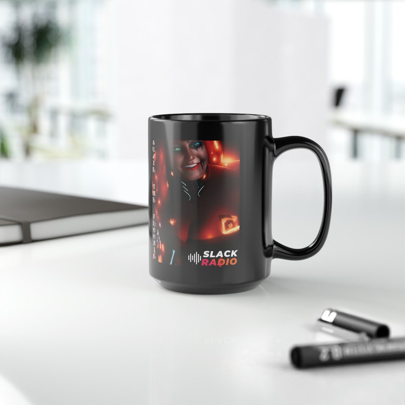 Susie The Floozie 1 / Slack Radio Black Mug, 15oz