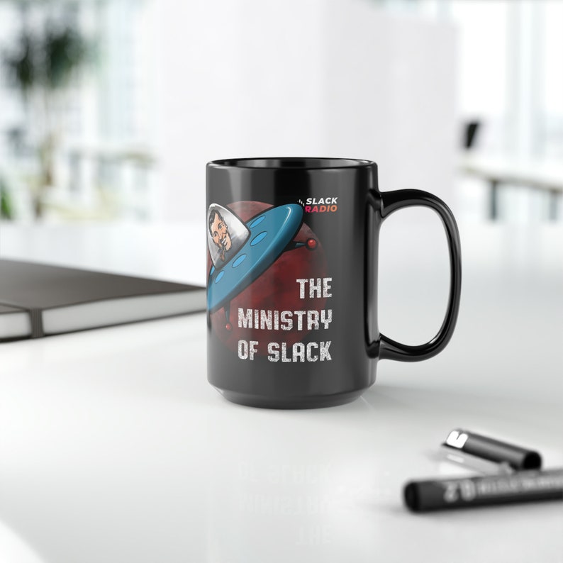 The Ministry of Slack / Slack Radio Black Mug, 15oz