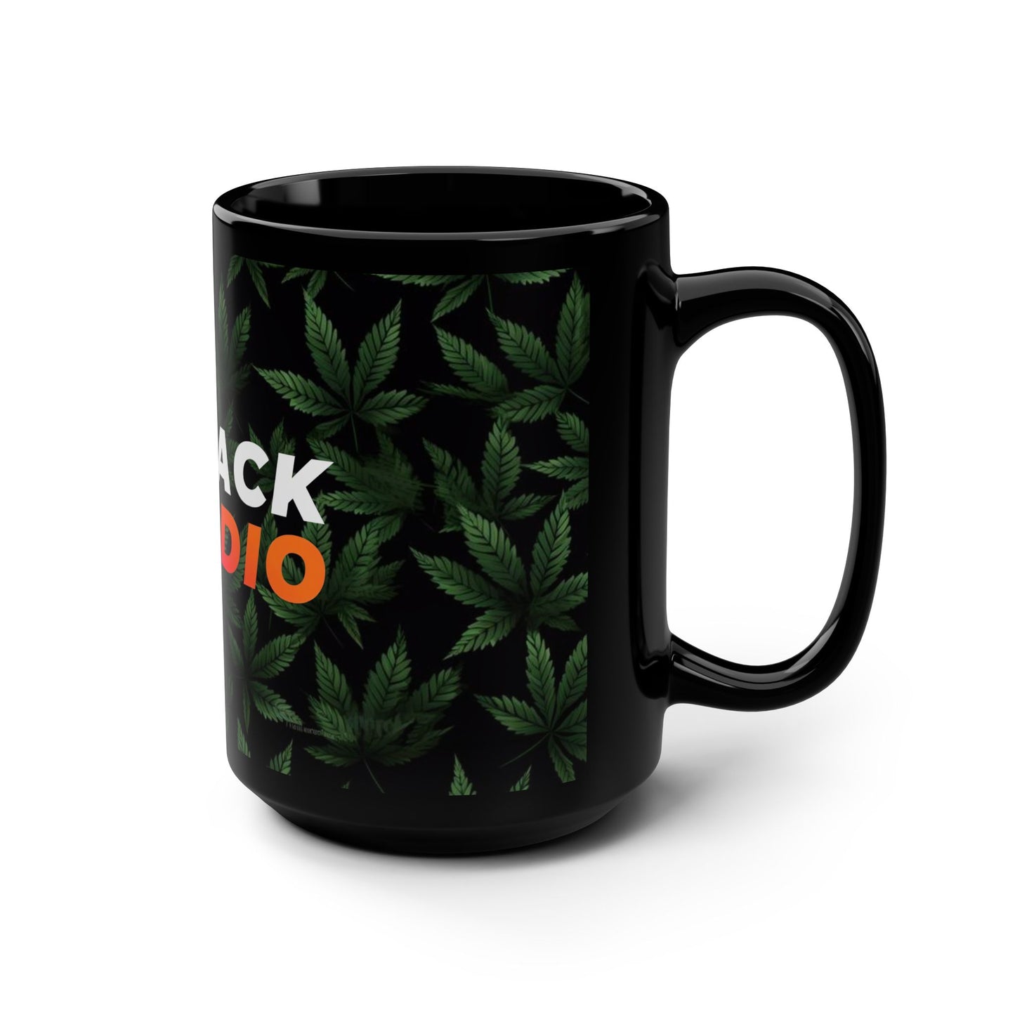 Slack Radio / Cannabis Leaf Black Mug, 15oz