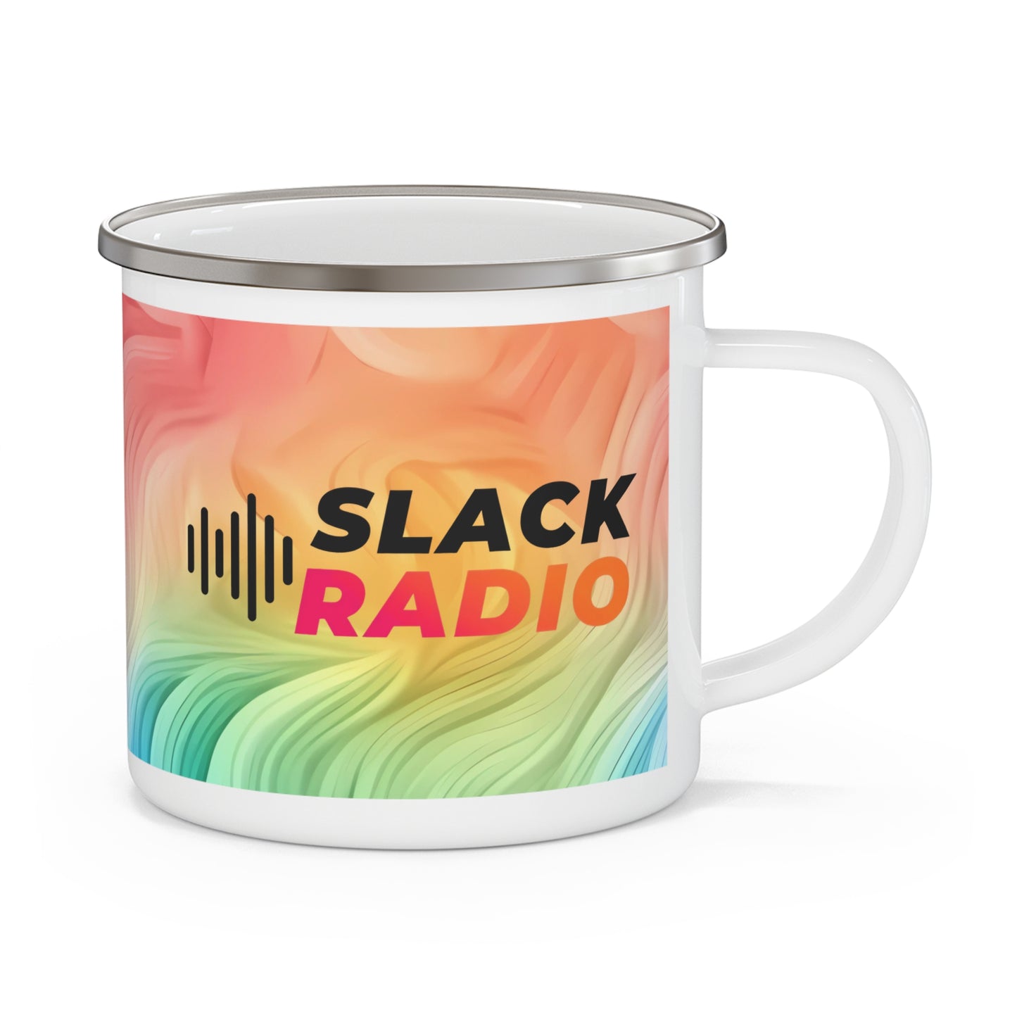 Slack Radio Rainbow Swirl Enamel Camping Mug