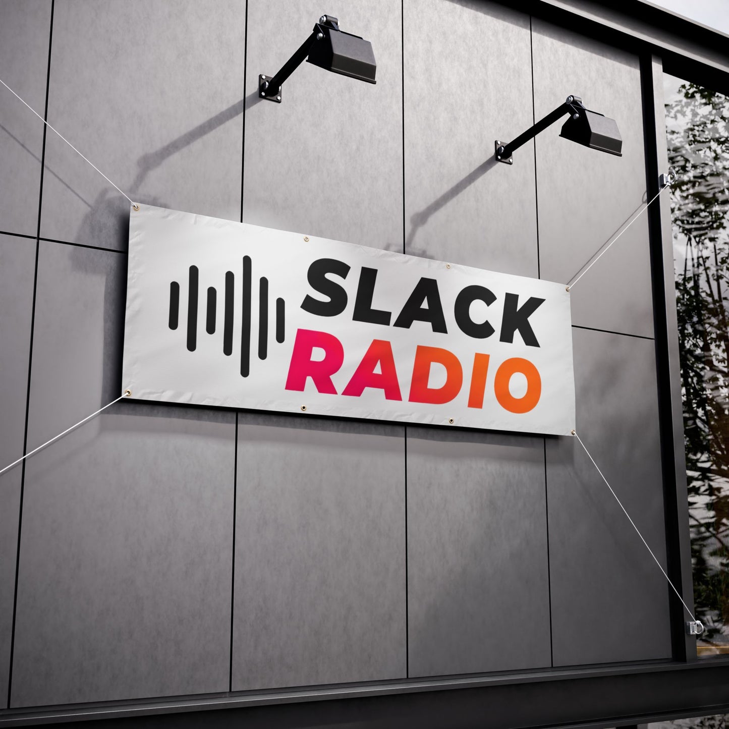 White Slack Radio Vinyl Banners