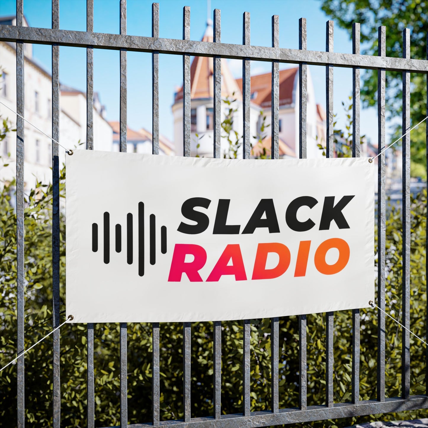 White Slack Radio Vinyl Banners