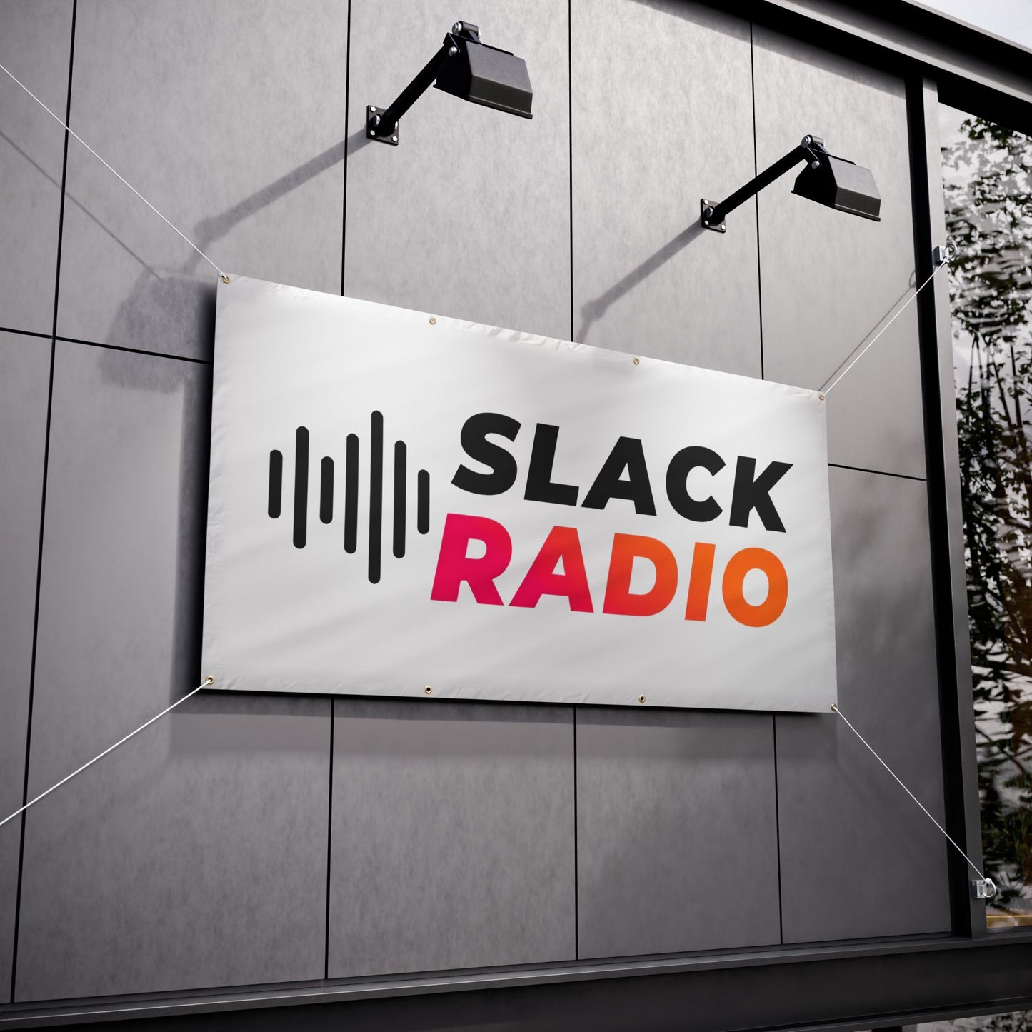 White Slack Radio Vinyl Banners