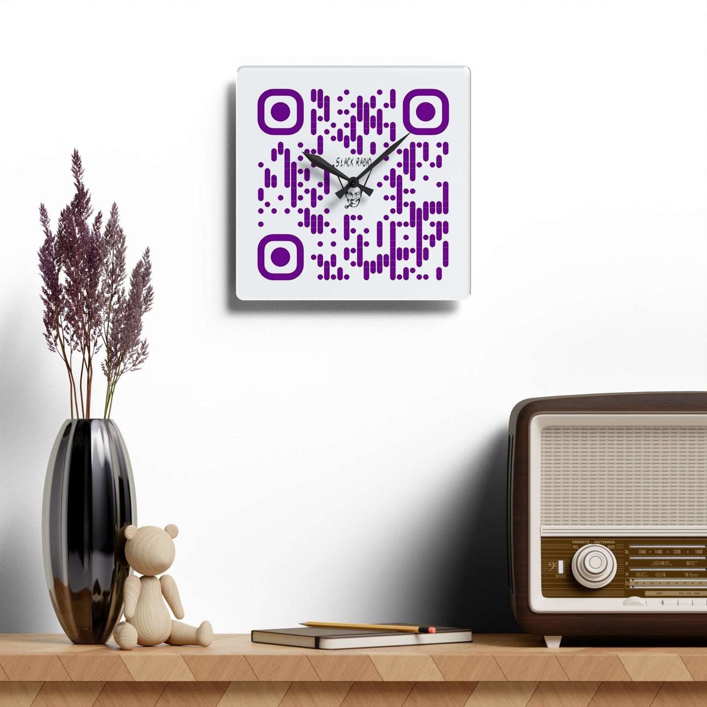 Slack Radio QR Code Acrylic Wall Clock