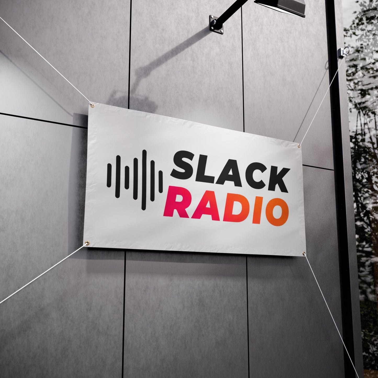 White Slack Radio Vinyl Banners