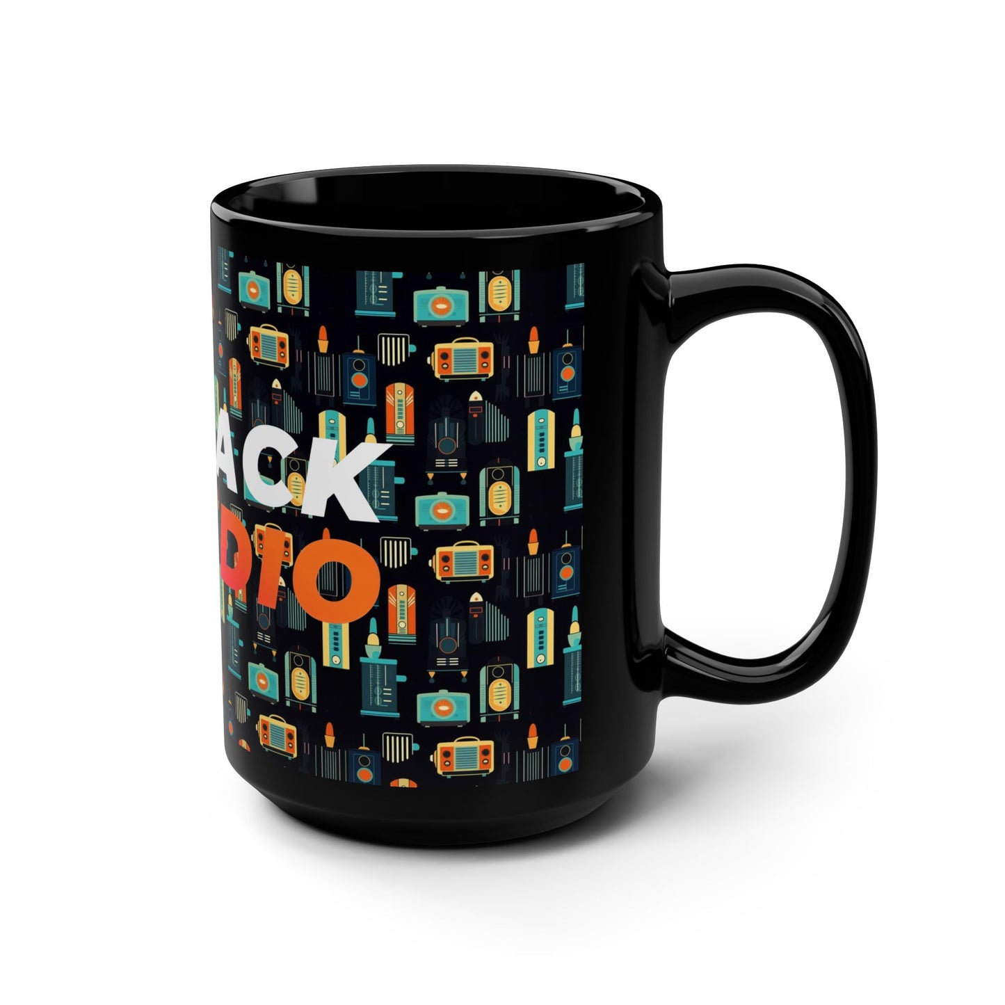 Retro Slack Radio Black Mug, 15oz