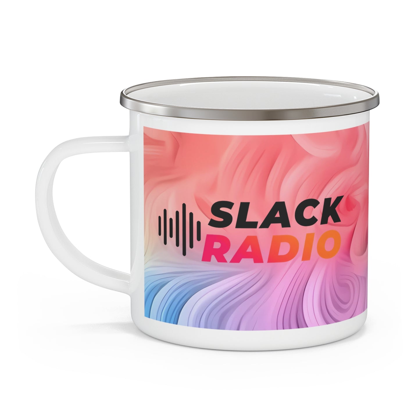 Slack Radio Rainbow Swirl Enamel Camping Mug