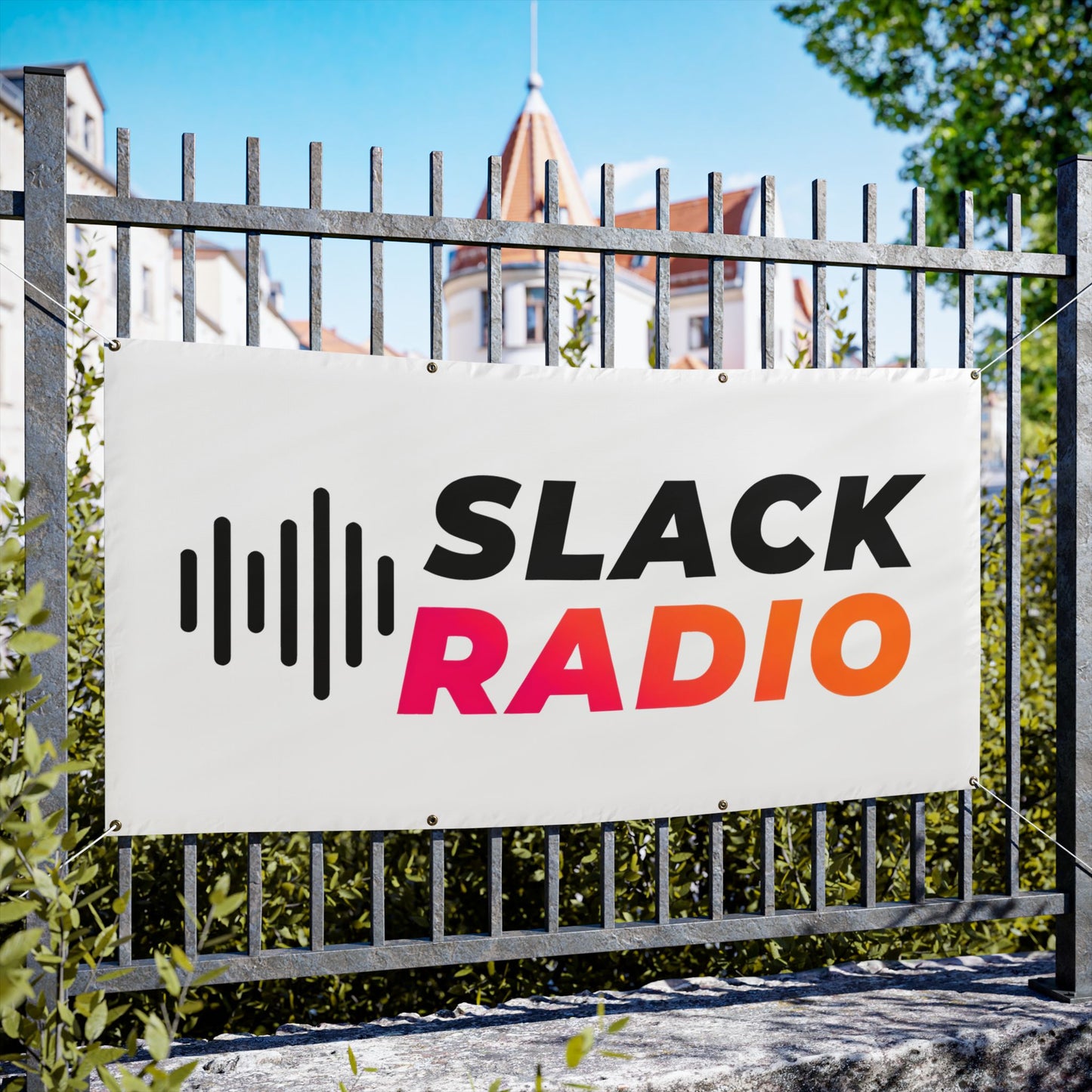 White Slack Radio Vinyl Banners