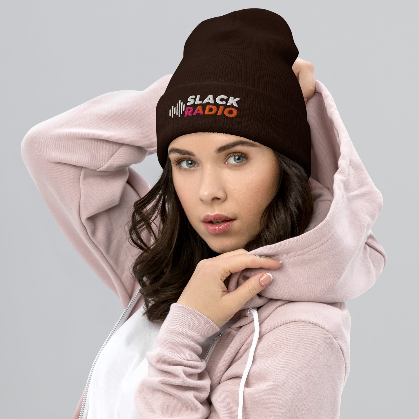 Slack Radio Embroidered Logo Cuffed Beanie