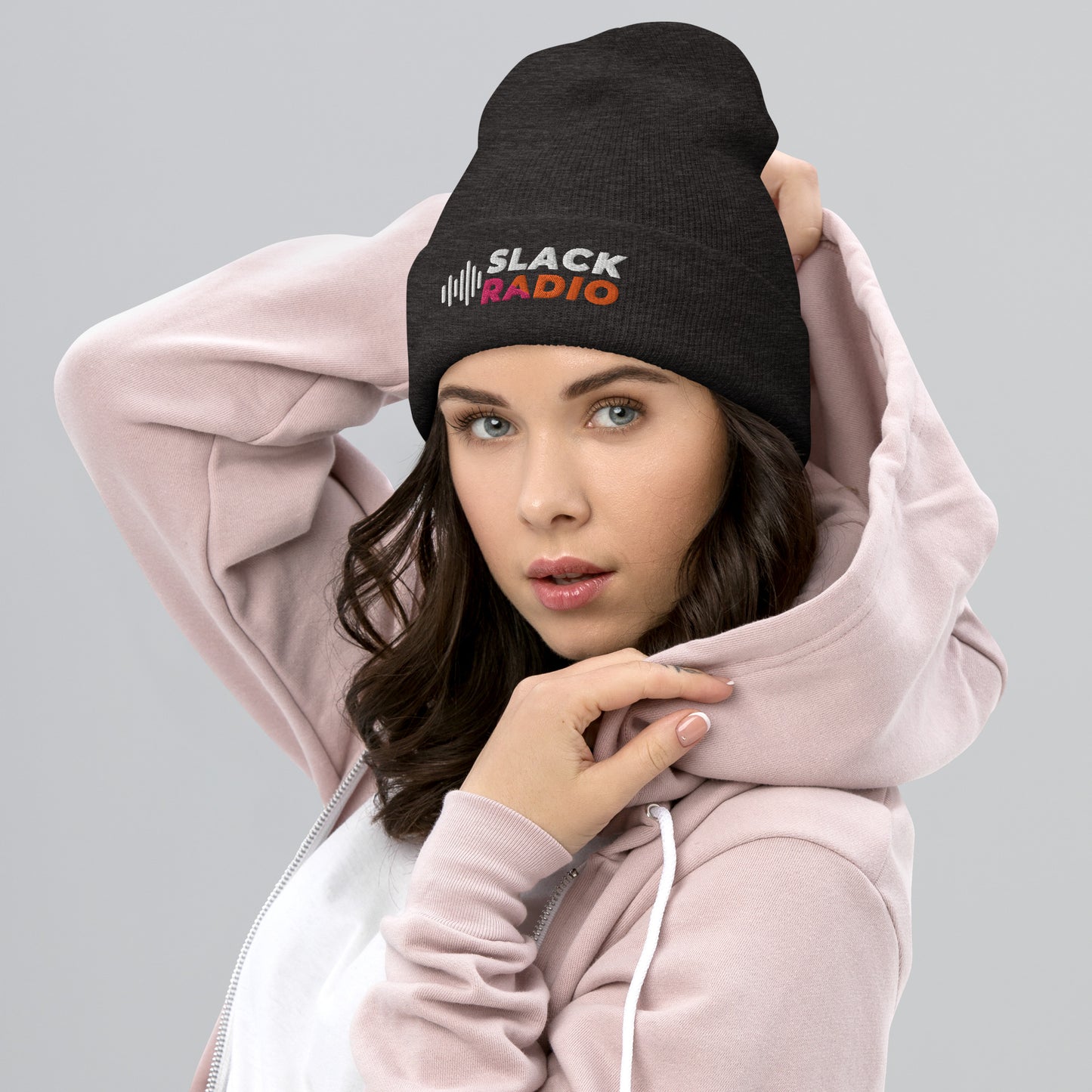 Slack Radio Embroidered Logo Cuffed Beanie