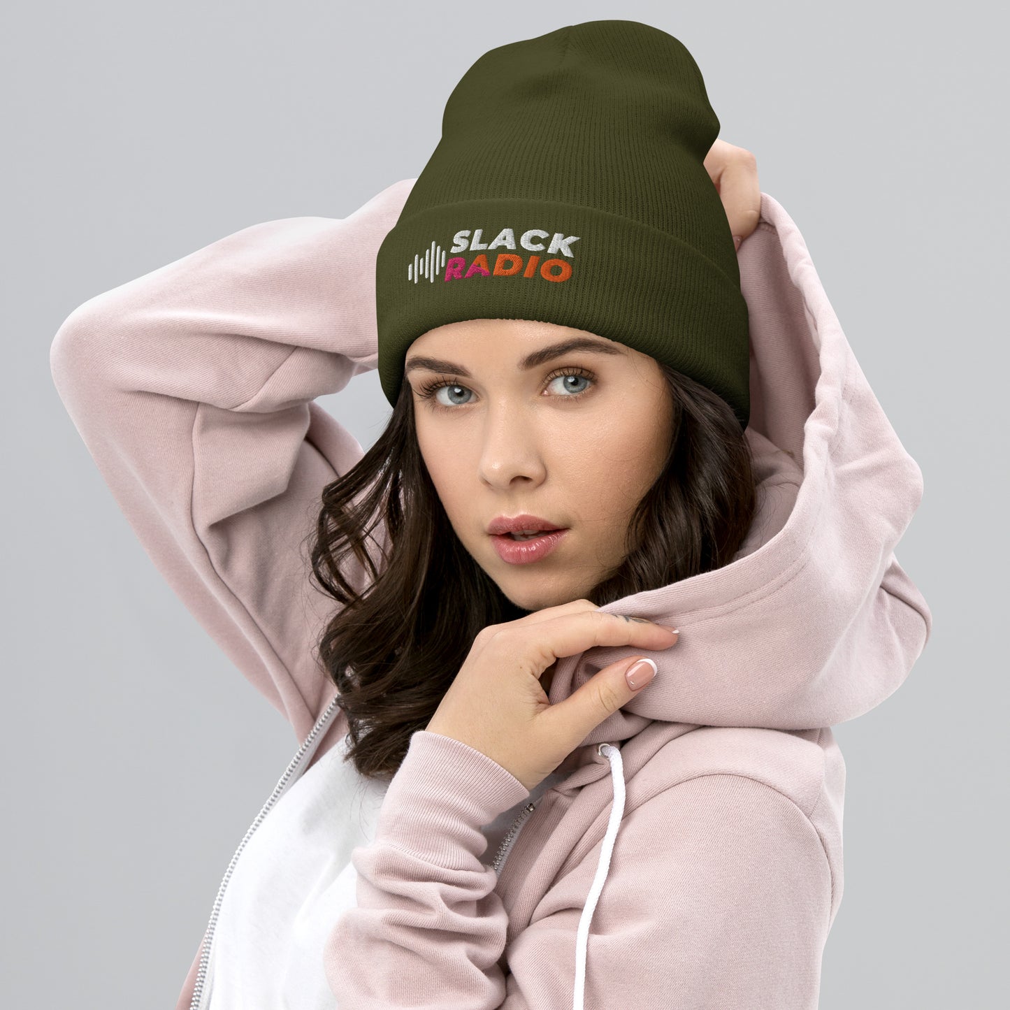 Slack Radio Embroidered Logo Cuffed Beanie