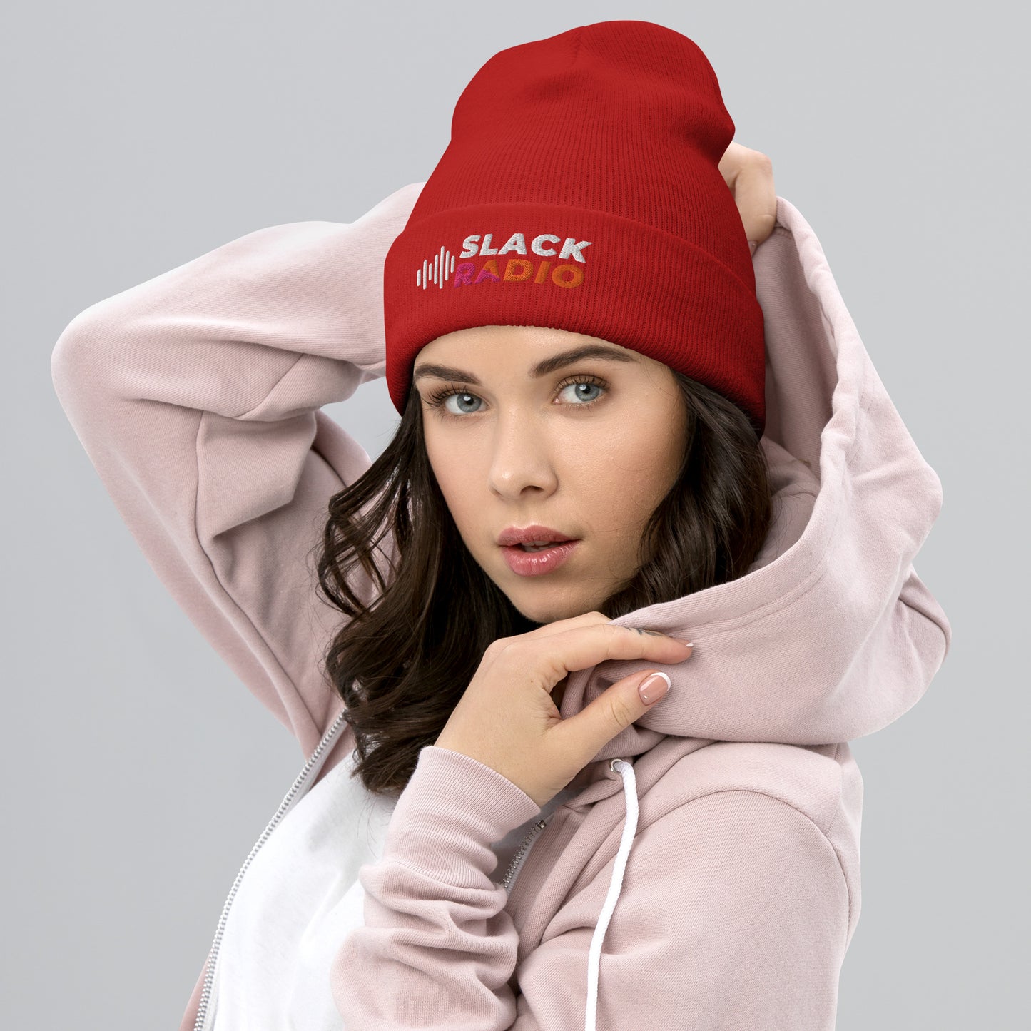 Slack Radio Embroidered Logo Cuffed Beanie