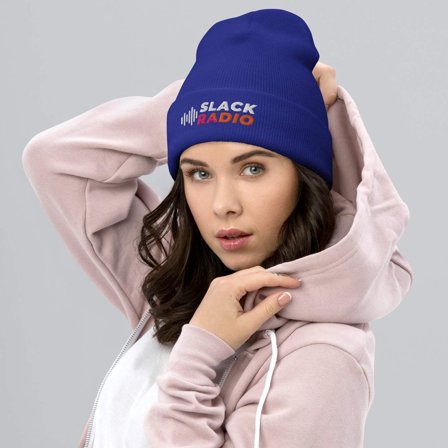 Slack Radio Embroidered Logo Cuffed Beanie