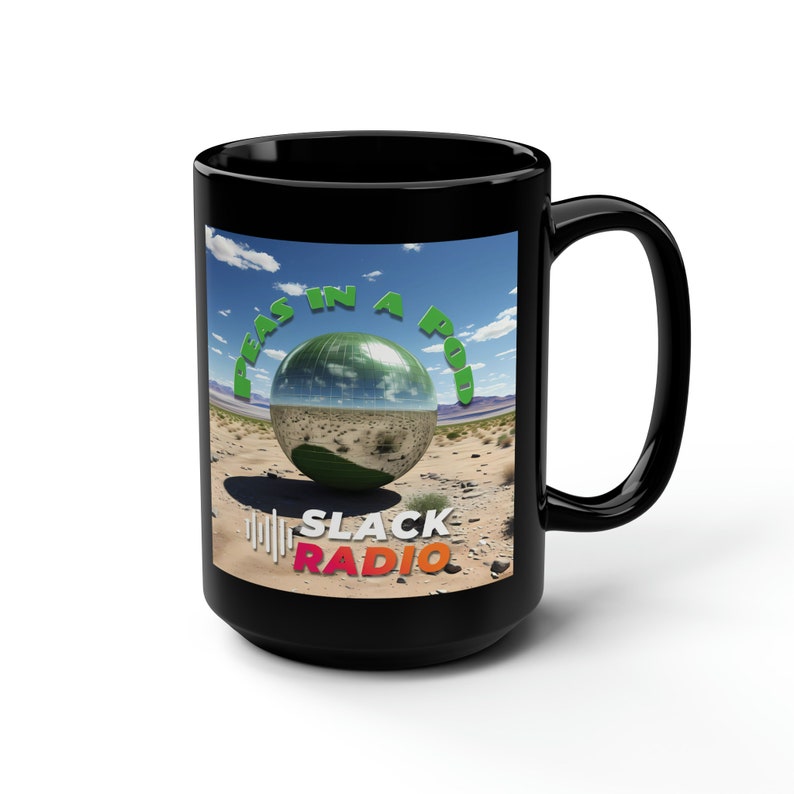 Peas in a Pod 1 / Slack Radio Black Mug, 15oz