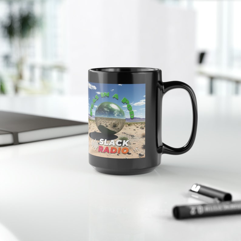 Peas in a Pod 1 / Slack Radio Black Mug, 15oz