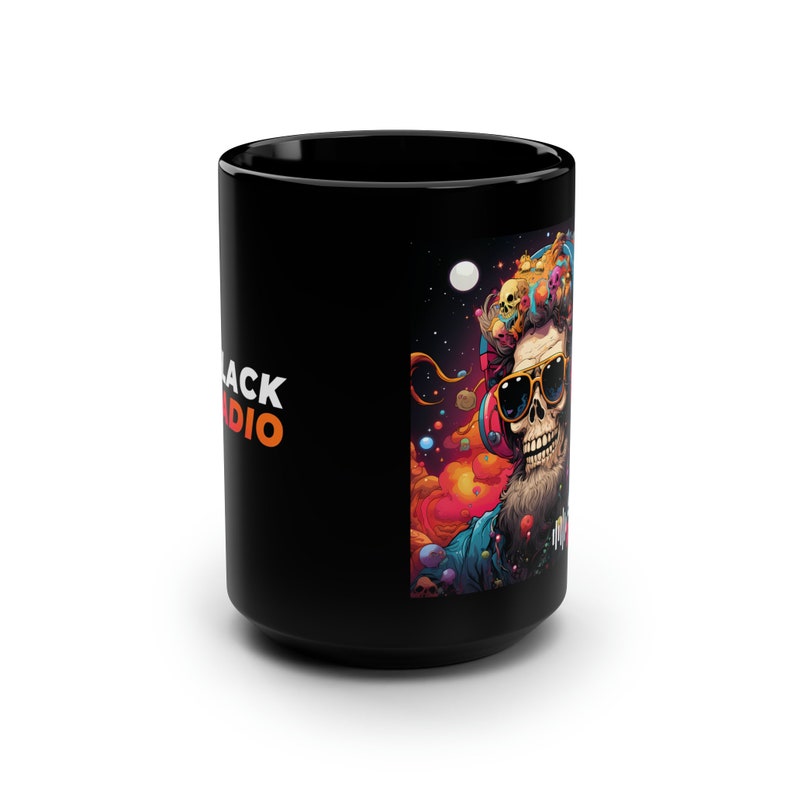 Slack Radio Skull DJ Black Mug, 15oz