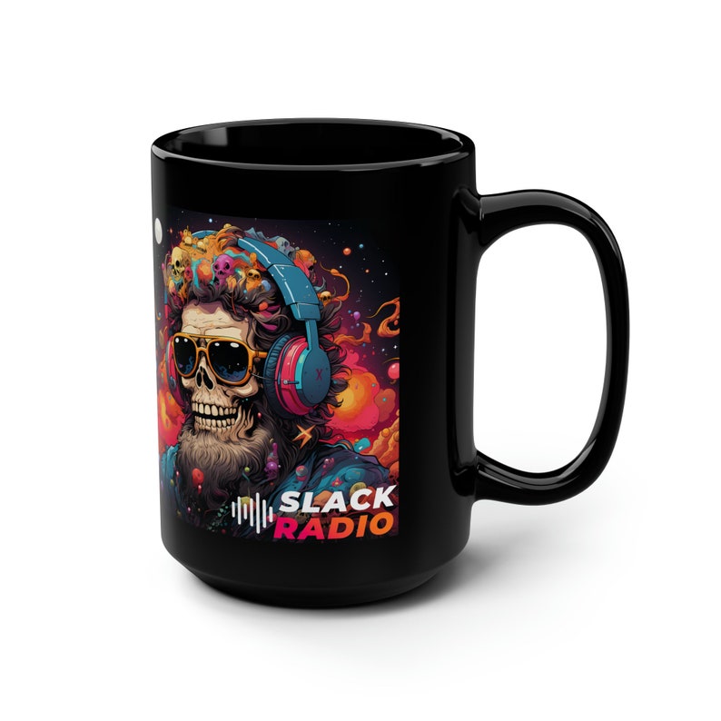 Slack Radio Skull DJ Black Mug, 15oz