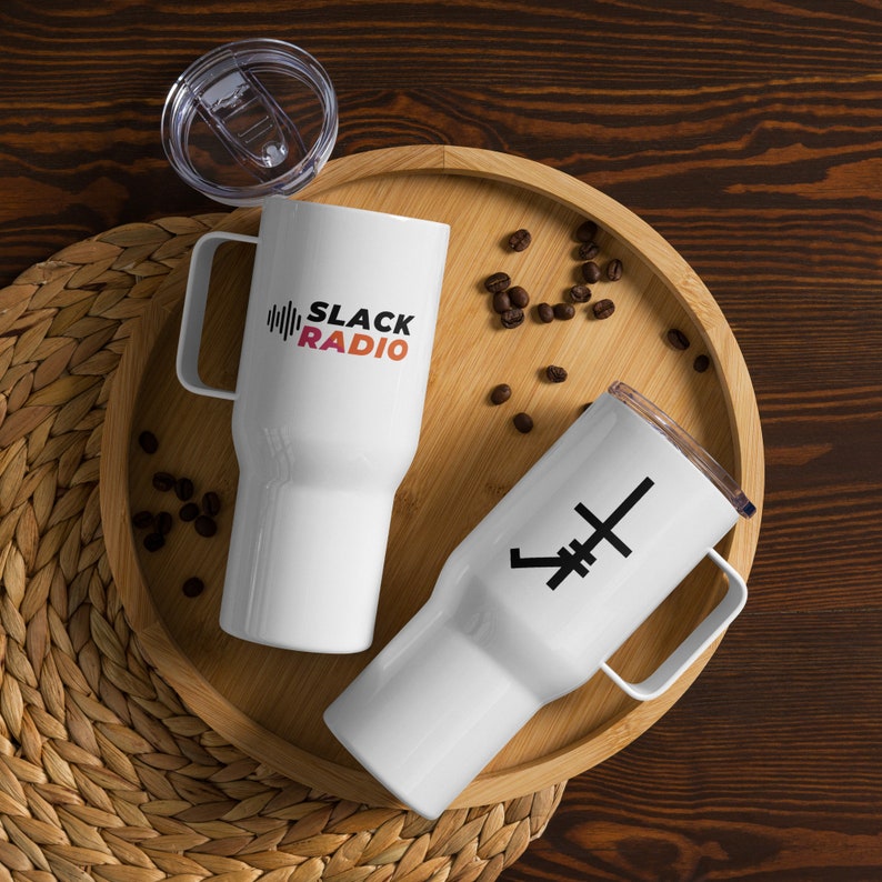 Dobbs Cross / Slack Radio Travel mug with a handle